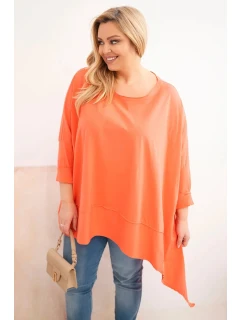 Dámská tunika Plus Size z bavlny s asymetrickým spodním lemem meruňková