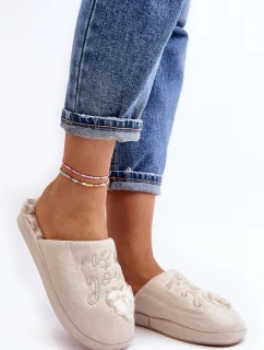 Lesklé dámské pantofle béžové model 21641378 - Boto