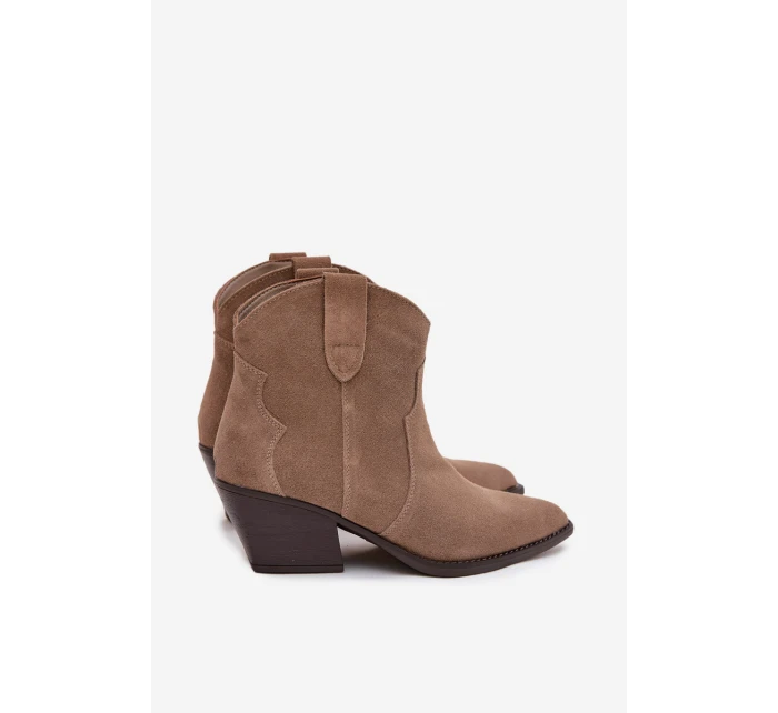 Nazouvací dámské kovbojky z přírodního semiše béžové model 21713721 - Boto Nazouvací dámské kovbojky z přírodního semiše béžové model 21713721 - Boto