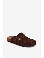 Kožené semišové pantofle model 22125810 s přezkou 1905 čokoládové - Zazoo