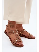 Dámské sandály Ploché Světle hnědé model 22140676 - S.Barski