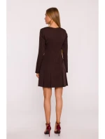 M872 Šaty s obrátenými záhybmi - hnedé