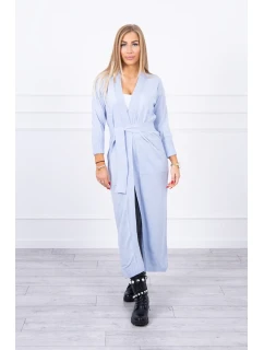 Sveter dlhý sveter viazaný v páse modrý