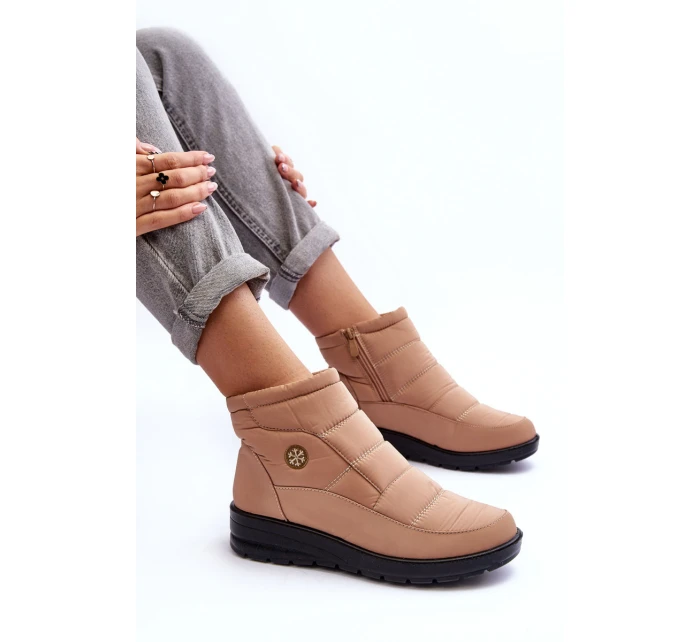 Śniegowce Damskie Ocieplane Beżowe Helis