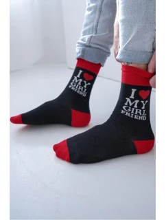 Pánské ponožky s nápisem I LOVE MY GIRLFRIEND Černé
