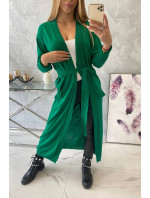 Dlhý sveter so zaväzovaním v páse v zelenej farbe