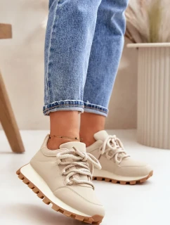 Sportovní tenisky na platformě z eko kůže béžové Riadella