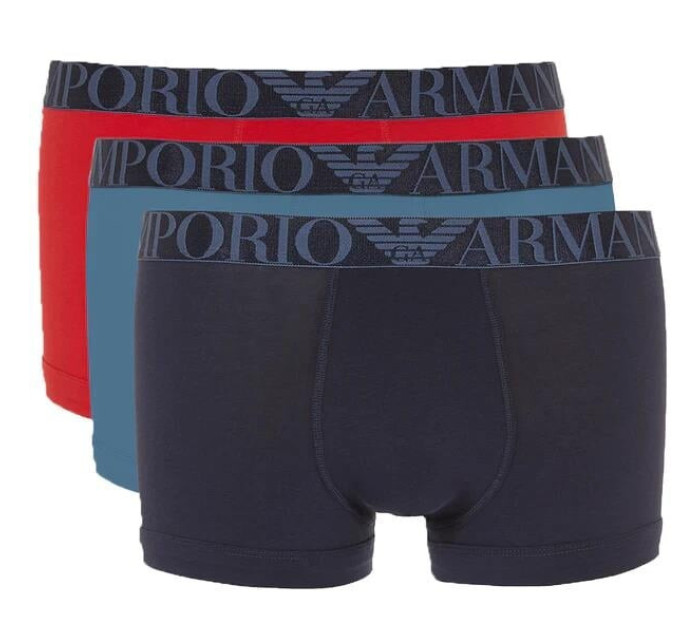 Pánske boxerky 3Pack 111357 4R726 modrá/červená/tmavá. modrá - Emporio Armani