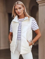 Dámska prešívaná vesta so stojačikom krémová FashionStreet TY3042