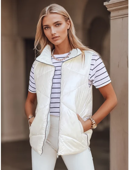 Dámská prošívaná vesta krémová Dstreet model 21965688 - FashionStreet