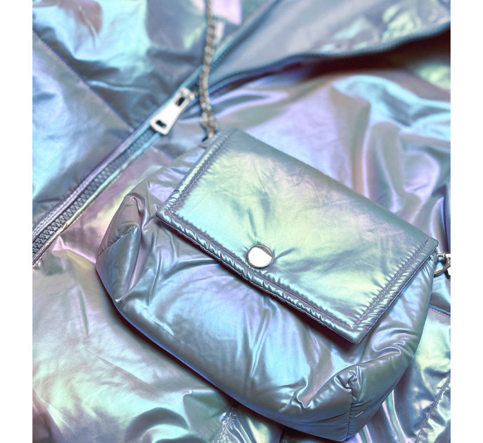 Svetlomodrá opalescentná dámska bunda s taštičkou (AG3-07)