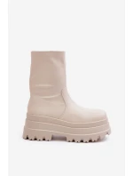 Botki Na Masywnej Platformie Jasnobeżowe Florinara Botki Na Masywnej Platformie Jasnobeżowe Florinara