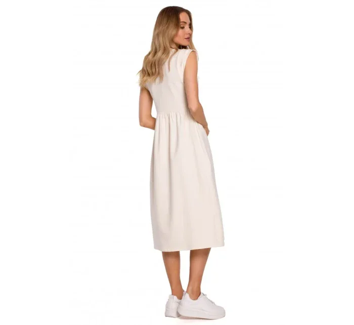 M581 Šaty bez rukávov s vysokým pásom - čierne