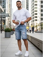 Pánske džínsové šortky s dierami modré FashionStreet SX2574