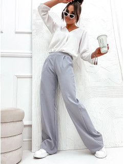 Elegantní šedé dámské kalhoty (8247)