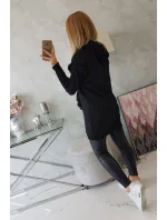 Šaty s ozdobnými volánikmi a kapucňou čiernej farby Šaty s ozdobnými volánikmi a kapucňou čiernej farby