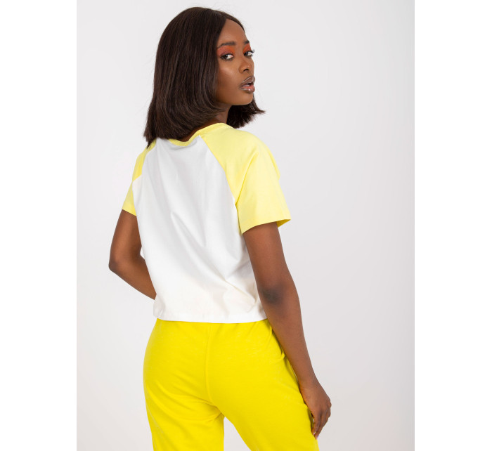 Bielo-žlté tričko s bavlnenou potlačou
