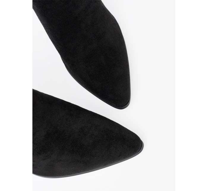 Trendy  kotníčkové boty černé dámské na širokém podpatku