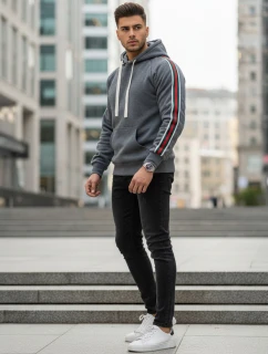 Pánská šedá mikina s kapucí model 21994648 - Dstreet