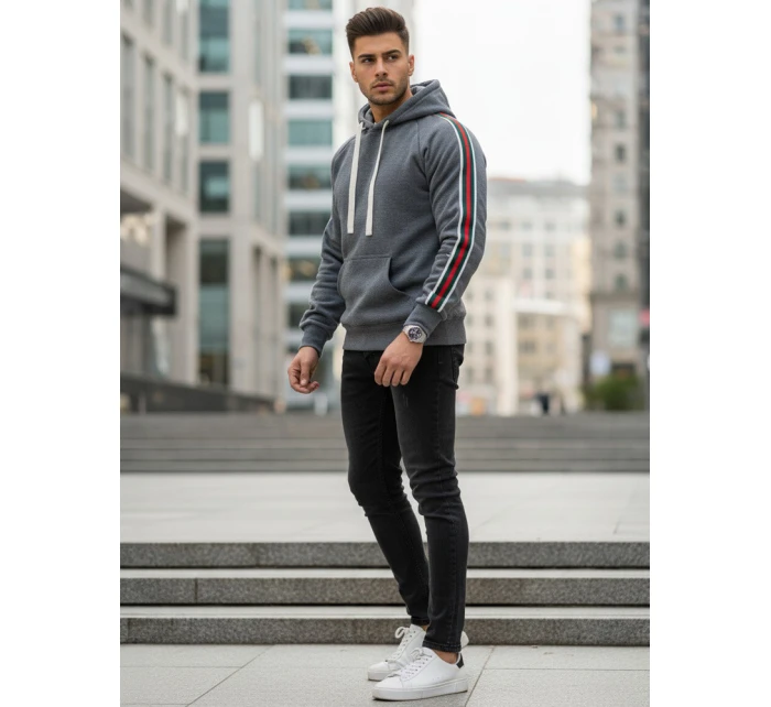 Pánska sivá mikina FashionStreet BX5938 Pánska sivá mikina FashionStreet BX5938