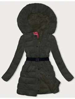 Dámska zimná páperová bunda v army farbe (2M-007)