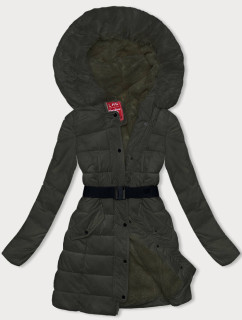Perová dámska zimná bunda v army farbe (2M-007)