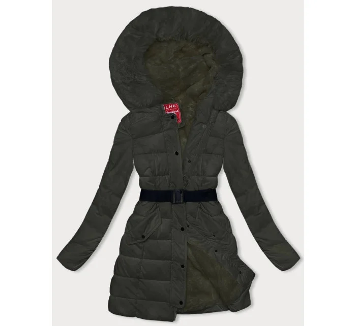 Péřová dámská zimní bunda v army barvě model 21245983 - LHD Péřová dámská zimní bunda v army barvě model 21245983 - LHD