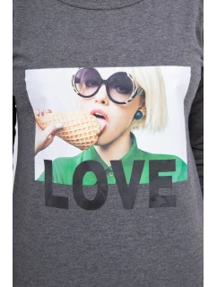 Šaty s potlačou Love v grafitovej farbe