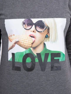 Šaty s potlačou Love v grafitovej farbe