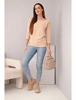 Dámska blúzka s lodičkovým výstrihom béžová