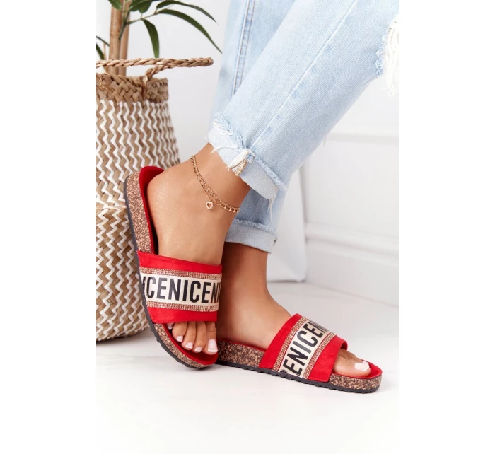 Nazouváky Na Korkové Podrážce Se Zirkony červené Be model 21556967 - EVENTO Nazouváky Na Korkové Podrážce Se Zirkony červené Be model 21556967 - EVENTO