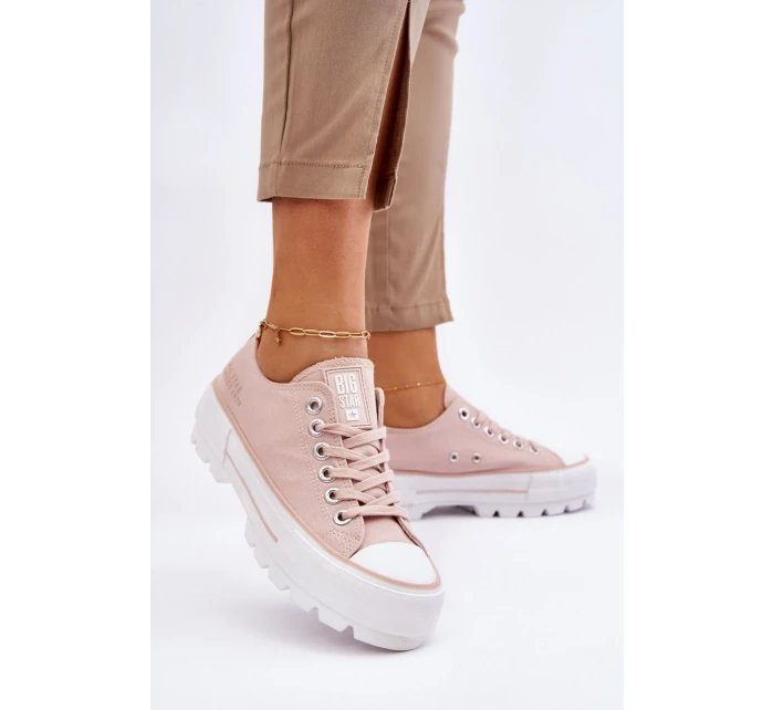 Materiałowe Trampki Na Platformie Big Star LL274151 Nude Materiałowe Trampki Na Platformie Big Star LL274151 Nude