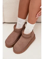 Semišové zimní boty pro ženy na platformě model 21707692 béžové - VINCEZA