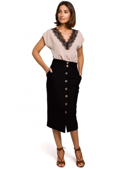 S206 Top s čipkovým výstrihom - béžový