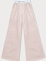 Dámske voľné nohavice s lemovaním svetlo béžová (764ART)