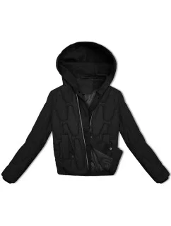 Černá krátká zimní bunda s ozdobnou kapucí model 21248193 - S'WEST