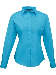 PR 300 Popelínová halenka s dlouhým rukávem model 22480115 turquoise - Premier