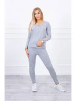 Súprava s gombíkovým výstrihom šedej farby Súprava s gombíkovým výstrihom šedej farby