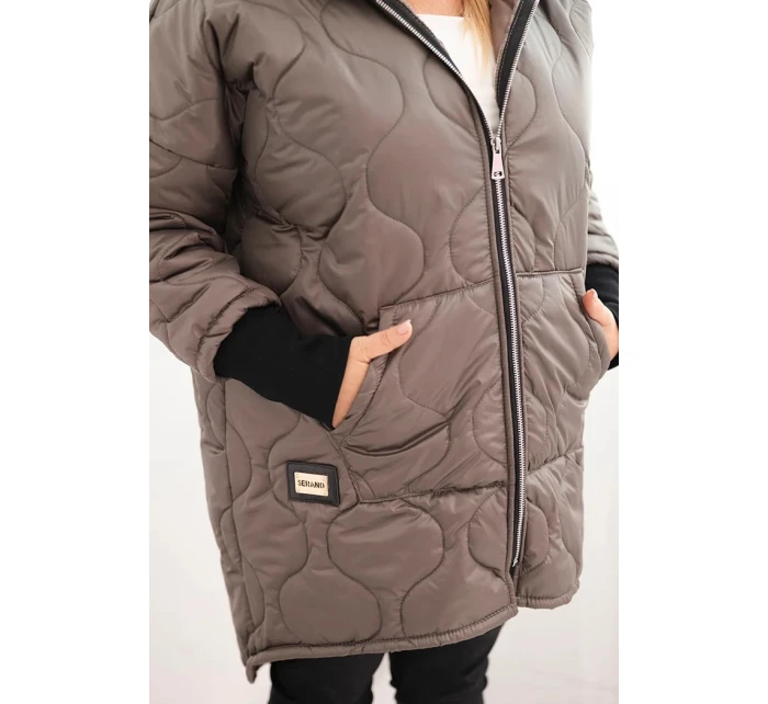 Dámská bunda Plus Size prošívaná s kapucí fango