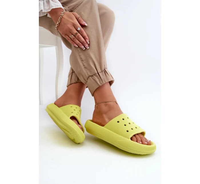 Damskie Piankowe Klapki Na Grubej Podeszwie Limonka Beula