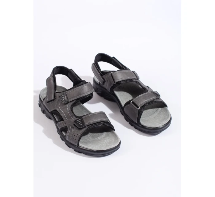 Módne sivé a strieborné sandále na podpätku pre ženy