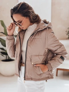 Dámska prešívaná bunda s kapucňou ARON camel FashionStreet TY4398
