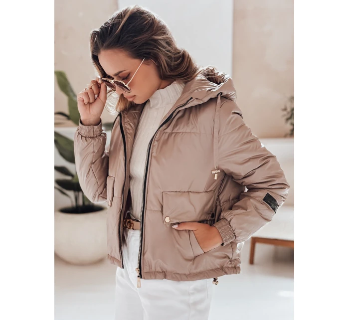 Dámská prošívaná bunda s kapucí camel Dstreet model 21979093 - FashionStreet