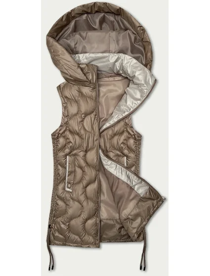 Tmavě béžová dámská vesta s ozdobným prošíváním model 20829999 - S'WEST