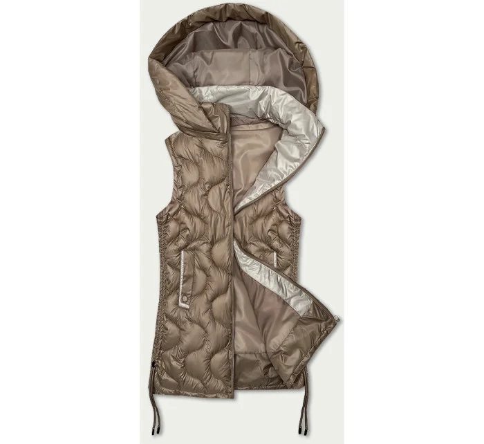 Tmavě béžová dámská vesta s ozdobným prošíváním model 20829999 - S'WEST