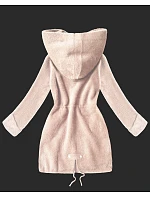 Vlněná bunda typu alpaka v lososové barvě s kapucí model 21482435 - MHM Vlněná bunda typu alpaka v lososové barvě s kapucí model 21482435 - MHM