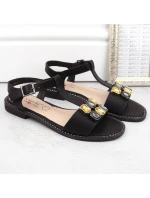 Zirkónové pohodlné sandále S.Barski W OLI261A black Zirkónové pohodlné sandále S.Barski W OLI261A black