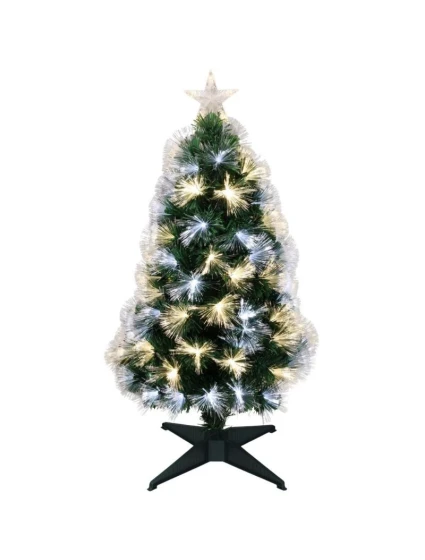 DEKORATÍVNY VIANOČNÝ STROMČEK OPTICKÉ VLÁKNO TEPLÁ STUDENÁ BIELA 90CM