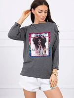 American Girl grafická blúzka grafitová S/M - L/XL