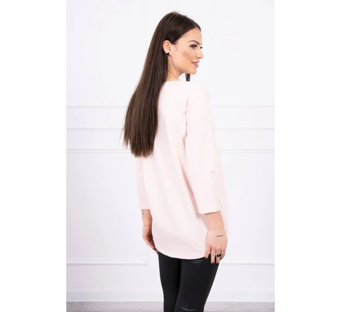 Blúzka s potlačou koláží, púdrovo ružová